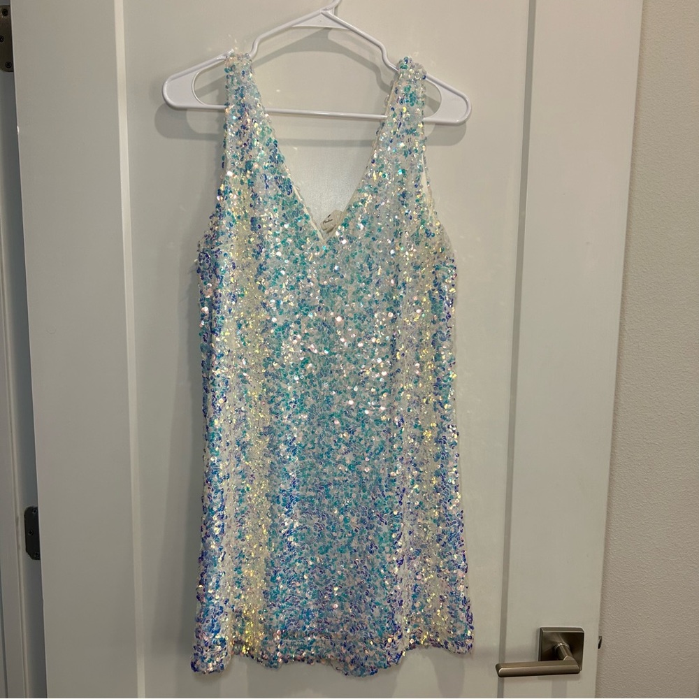 White iridescent dress
